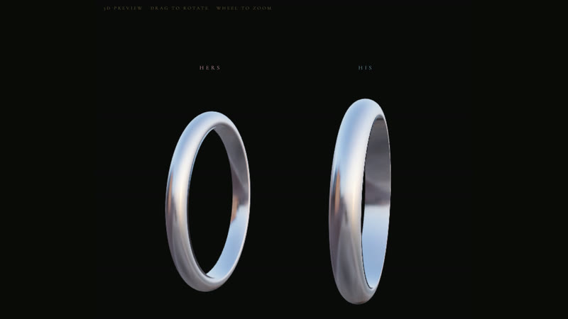 ペア結婚指輪メーカー — HERSとHISを同じ画面で3D設計